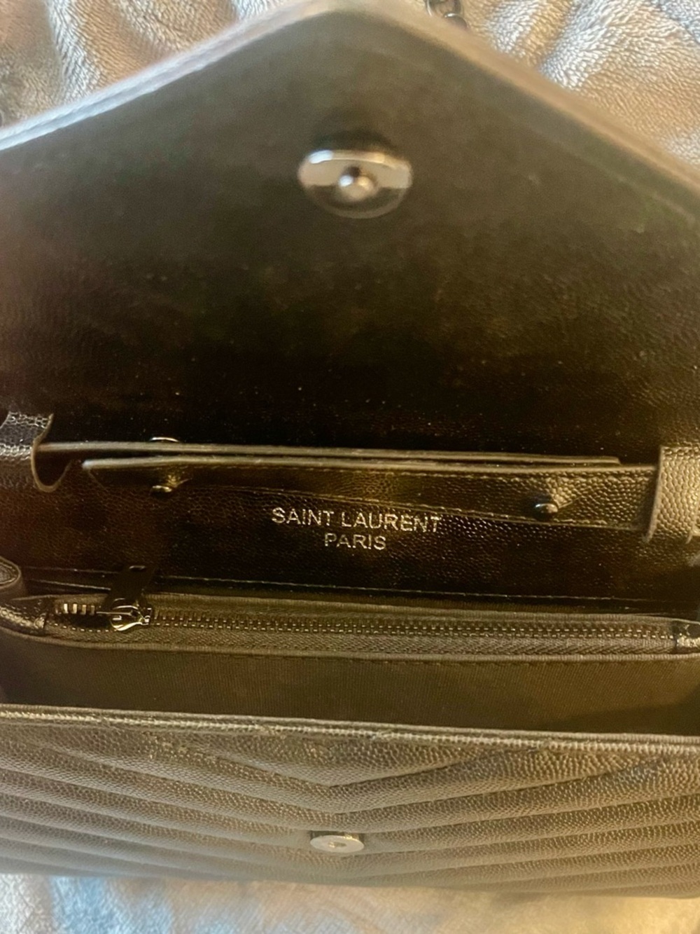 Saint Laurent Black Chevron Quilted Chain Crossbody - Picture 6 of 6